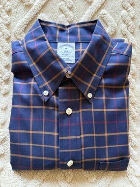 Brooks Brothers Regent 1818 Navy Plaid Button-Down Shirt M